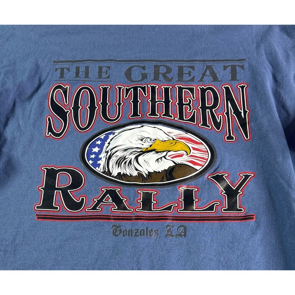 Harley Davidson Mens sz Large The Great Southern Rally Gonzales, LA Blue SS Tee